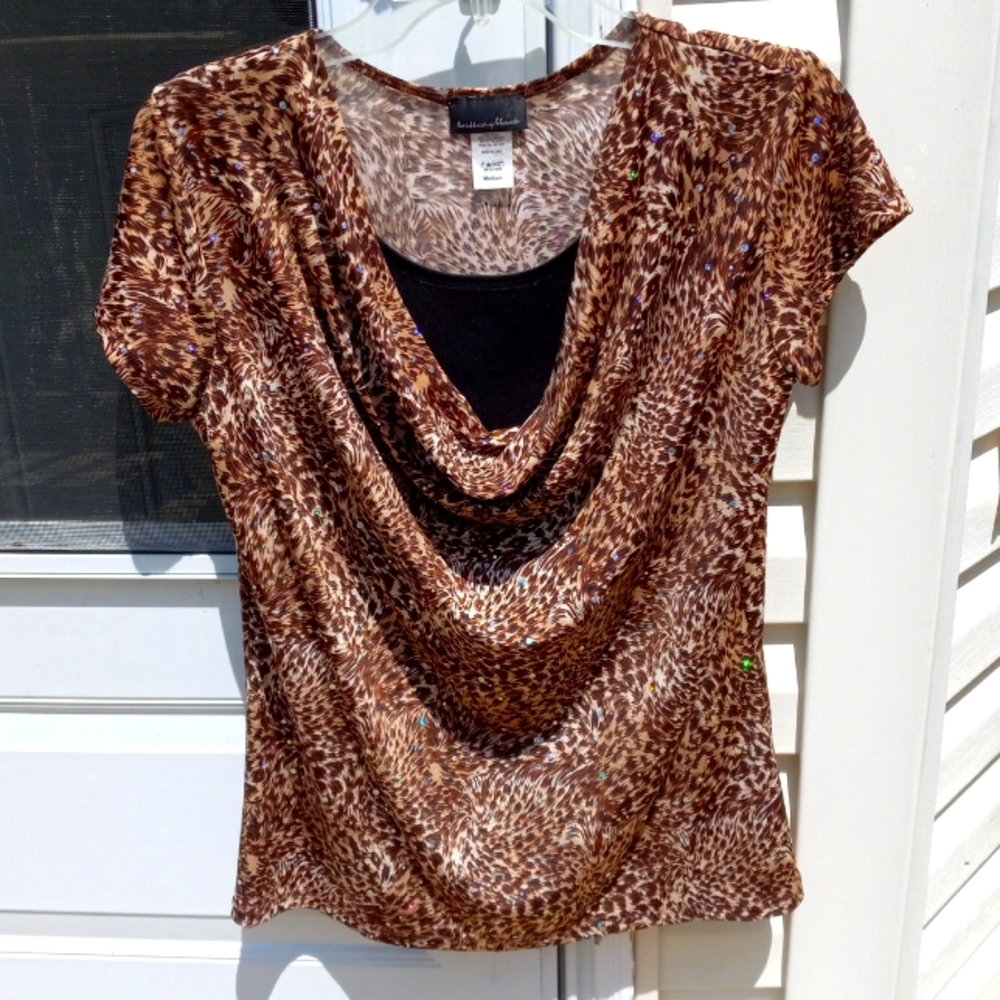 Sparkling Brittany Black animal print blouse